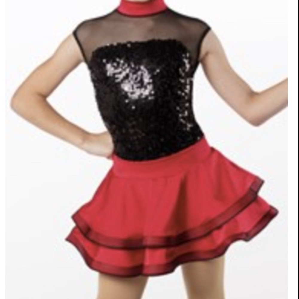 Black Sequined 1pc with 2 optional skirts